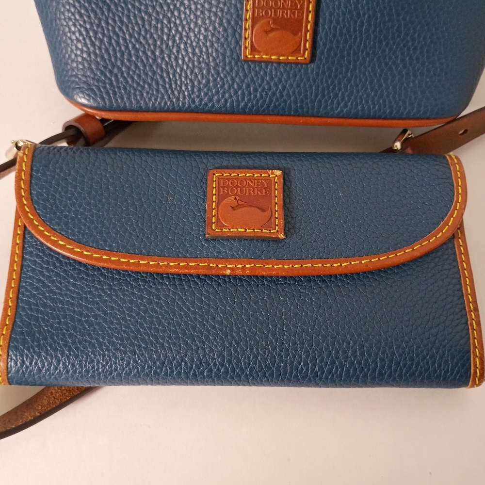 Dooney & Bourke Teal Pebble Leather Crossbody Bag and Wallet Set - Picture 8 of 17